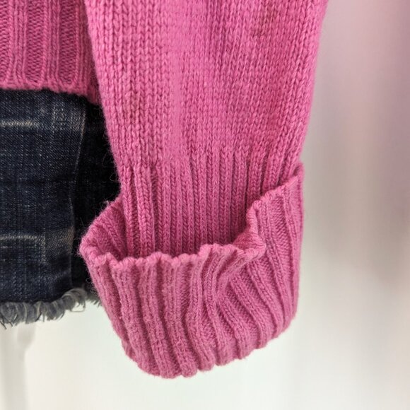VTG 00s Y2K Limited Too Pink Cable Knit V-Neck Long Sleeve Sweater Size Girls 12 - Picture 5 of 7
